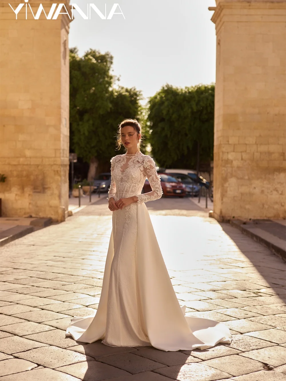

Satin Detachable Train Lace Wedding Dress Shimmery Beaded 3D Floral Bridal Gown 2026 Customized Mermaid Long Dresses For Bride