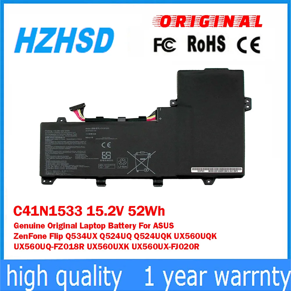 

C41N1533 15.2V 52Wh Genuine Original Laptop Battery For ASUS ZenFone Flip Q534UX Q524UQ Q524UQK UX560UQK UX560UQ-FZ018R UX560UXK