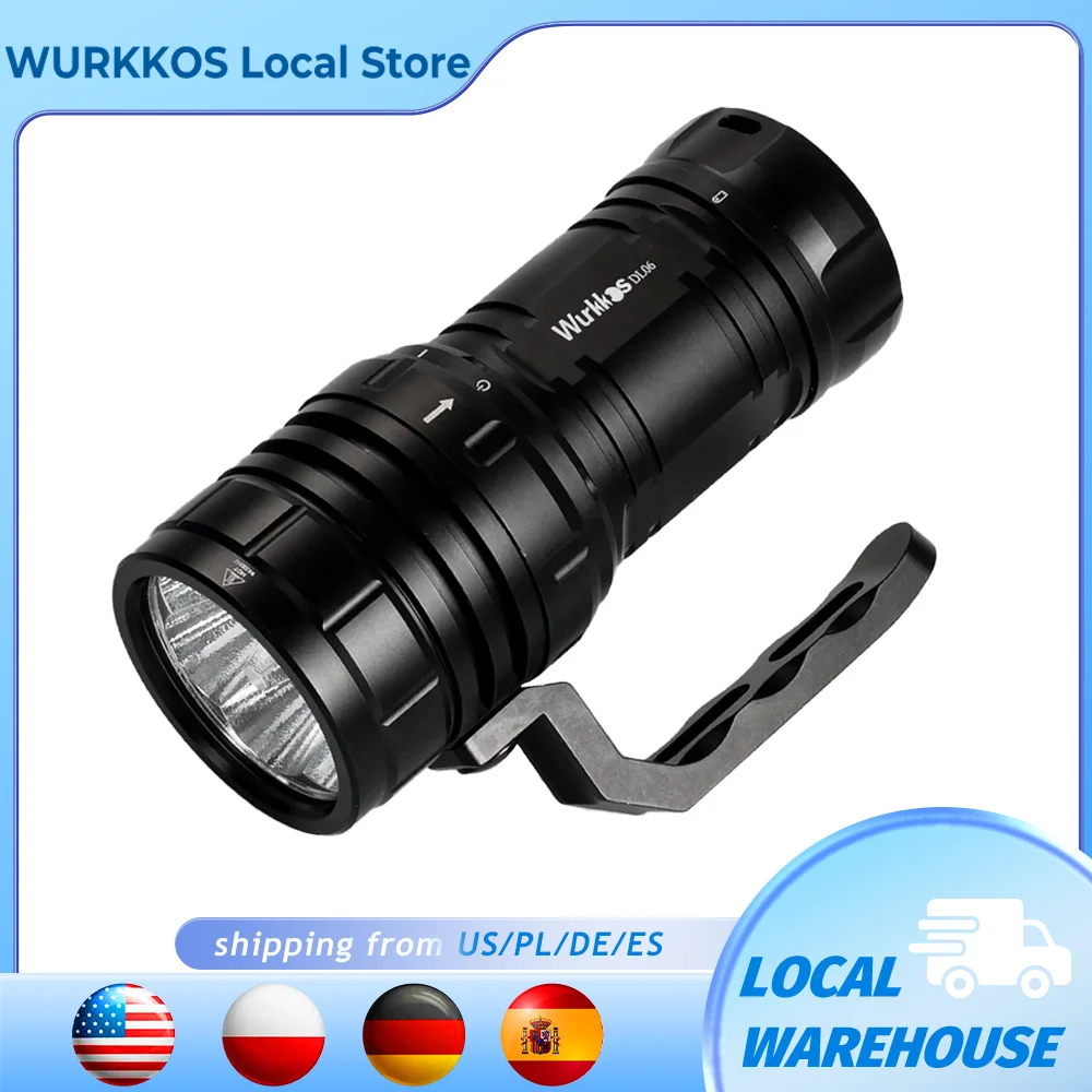 

Wurkkos DL06 Professional Scuba Diving Flashlight IPX8 3*21700 Battery Super Bright 15000LM USB Reverse Charge 6 * XHP50.2