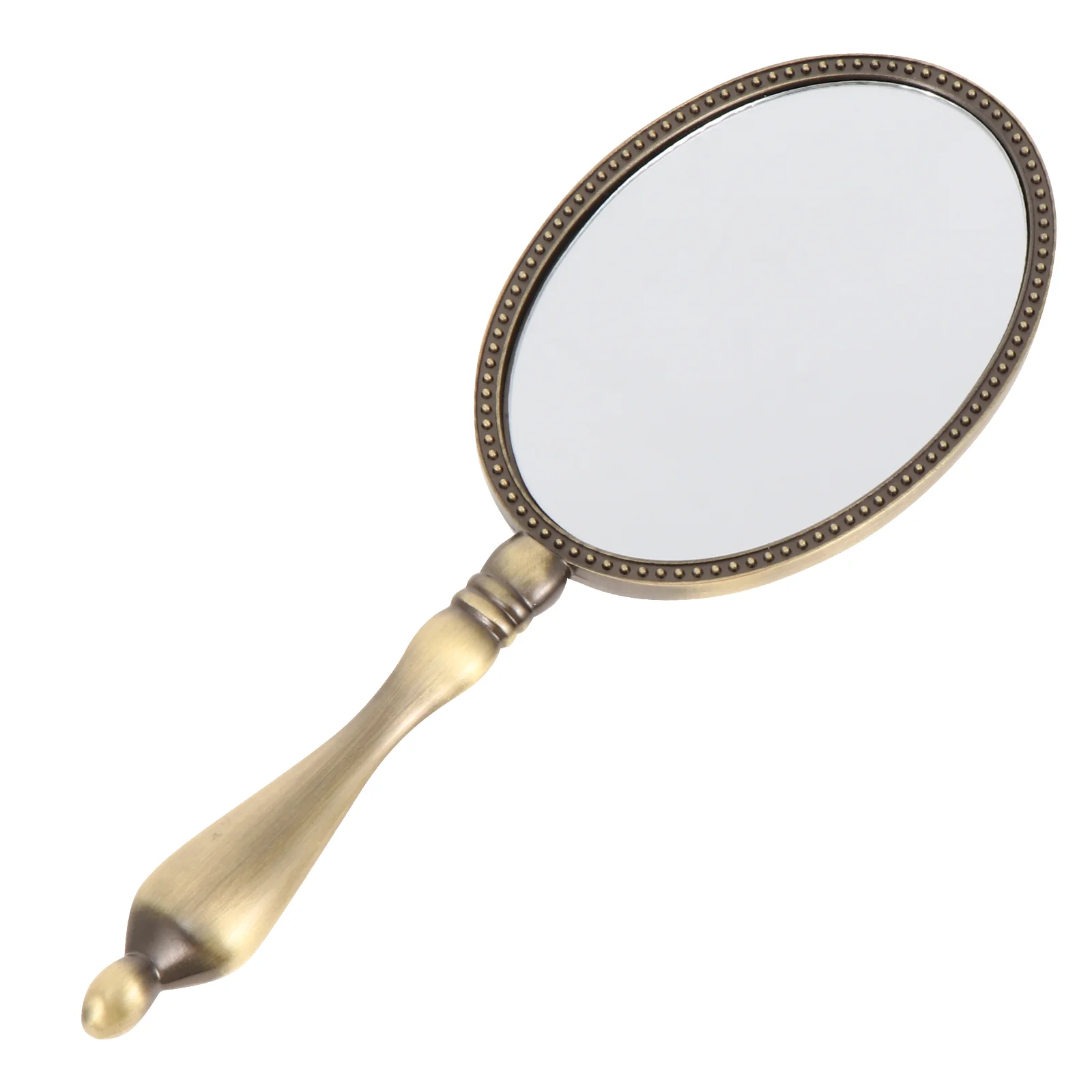 

Vintage Copper Color Handheld Mirror Personal Oval Vintage Mirror Straight Handle Mirror For SPA Salon Makeup Pocket