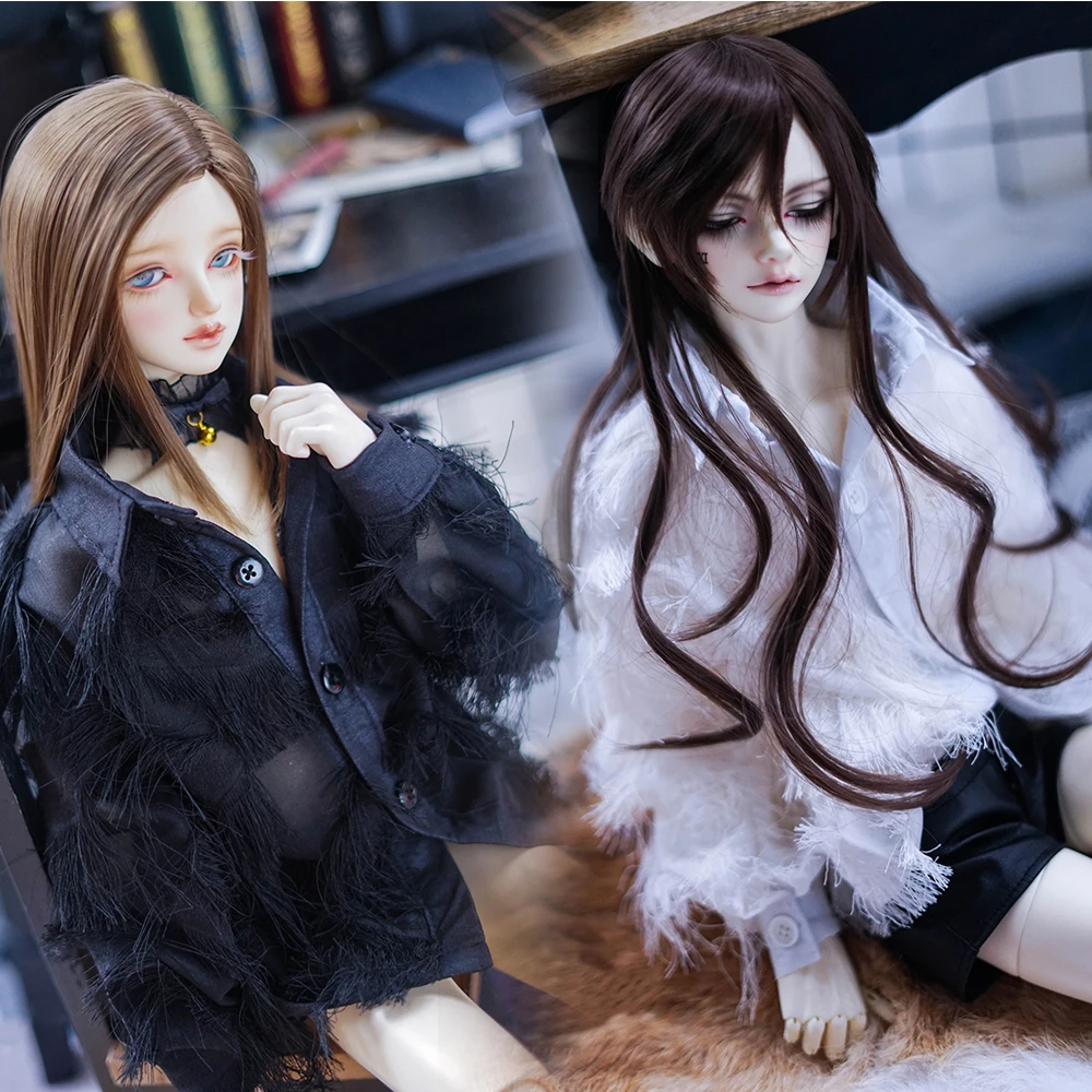 

D04-B368 Children handmade toy BJD/SD doll clothes 1/4 1/3 SD17 uncle 70 customized Tassel shirt black white top 1pcs