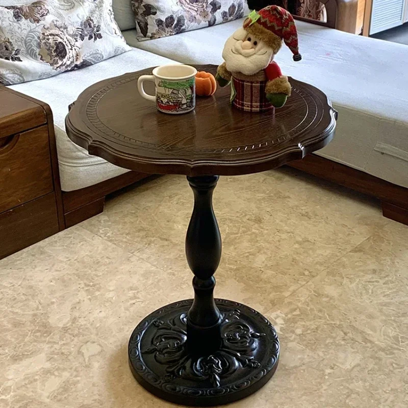 Sofa Side Table Retro Carved Corner Desk Living Room Coffee Table Casual Small Round Table Solid Wood Elegant Accent Desk Best