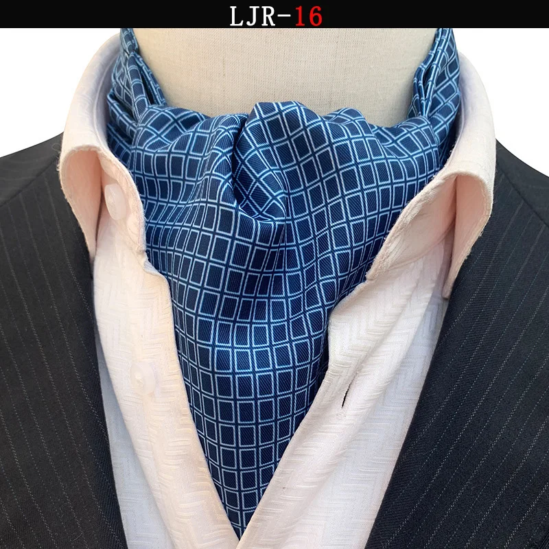 Elegant Polyester Jacquard Woven Mens Ascot Necktie Ties Cravat Plaid Floral Wedding Business Party Accessories view 2