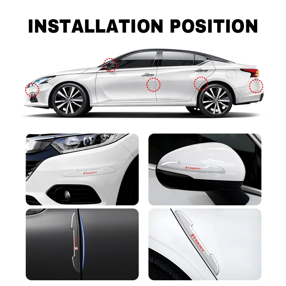 4pcs Car Door Edge Guard Anti-Collision Strip Stickers For Seat Cupra FR Racing Ibiza Leon E-racer Ateca Exeo Altea Formentor