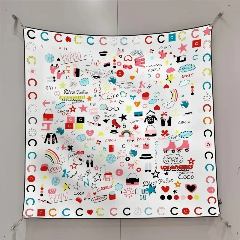 90cm lenço quadrado artesanal mesa impressão ângulo direito borda rolada europeu e americano versátil xale feminino lenço diagonal