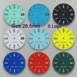 28.5mm S Logo Matte Tiffany Blue Dial Suitable For NH35 Movement C3 Strong Green Luminou Watch Modification Accessories