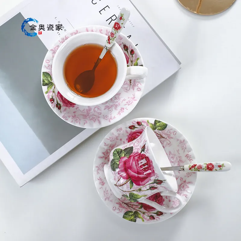 

European-style coffee and tea set with ceramic cups and saucers, English afternoon tea set, wedding anniversary gift set