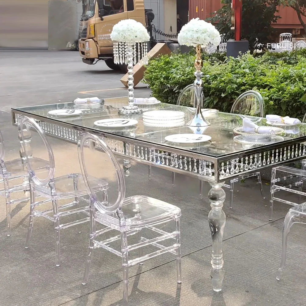 

* Crystal Silver Wedding Table Hotel Hall Transparent Acrylic Party Event Table