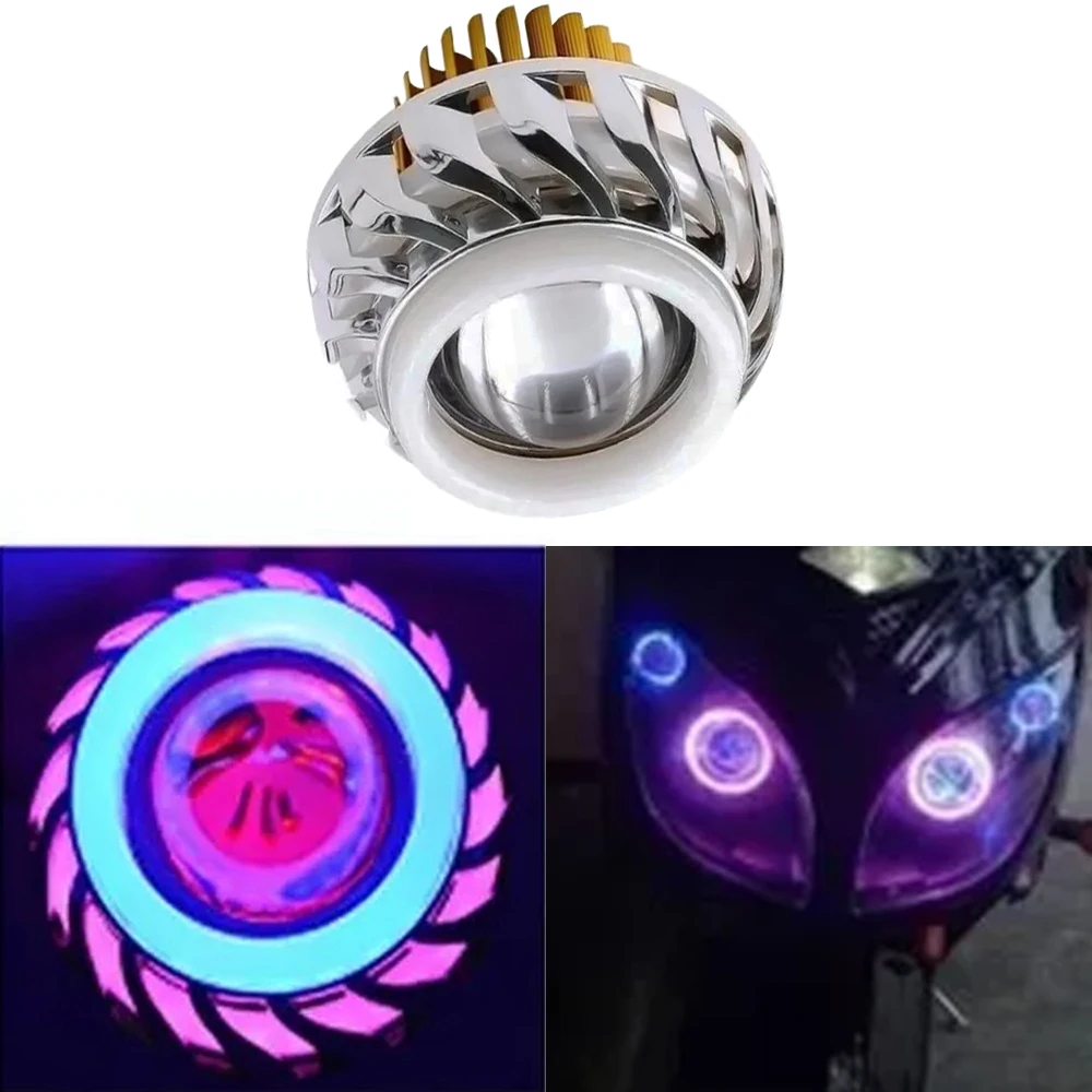 

Car Motorcycle 3000LM Headlight LED Angel Devil Eyes Headlight Projector Lens High/Low Beam Strobe Spotlight DRL Dual Halo Lamp