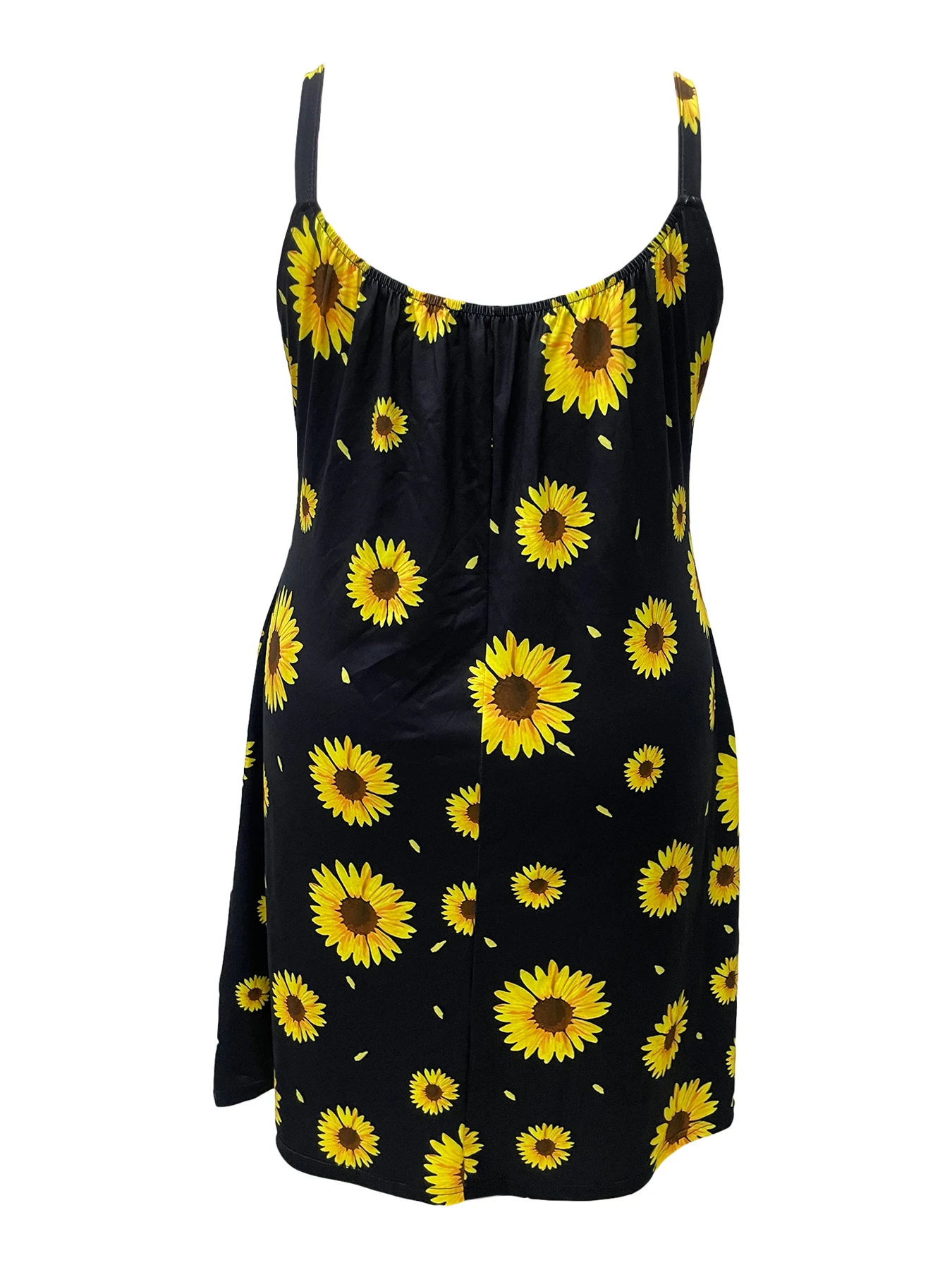 Plus Size Flower Print Strapless Dress Spring Summer Casual Sleeveless Round Neck Dress Women\'s Plus Size Clothing