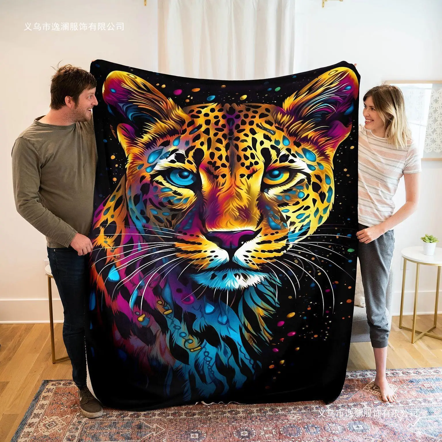 Painted leopard digital-printed polyester Bedroom velvet flannel cover blanket Fleece soft sofa cover blankets for beds