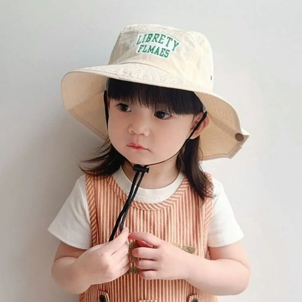 

Korean Style Candy Color Bucket Hat Quick-dry Shading Hat Summer Kid Sunhat Letter Embroidery Anti-UV Sun Hat