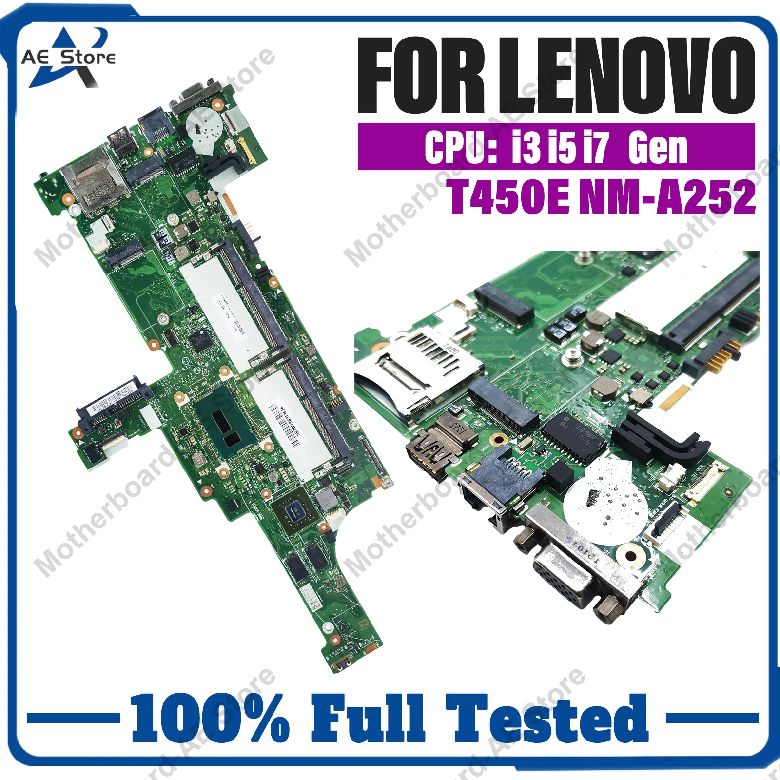 NM-A252 Notebook Motherboard For Lenovo Thinkpad T450E NM-A252 Laptop Motherboard with i3 I5-5200U i7 5th 100% Tested OK