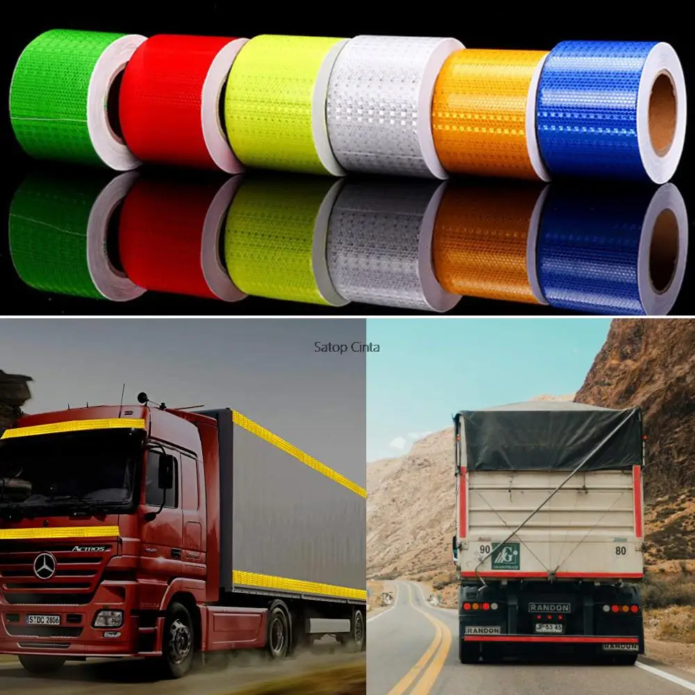 10cm*10m Waterproof Reflective Tape Conspicuity Caution Sticker Red Yellow Orange Green Fluorescent Strips For Tailers Car Truck