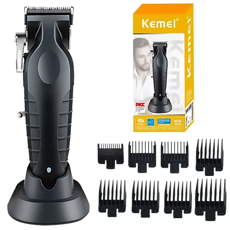 Kemei-男性用のプロ仕様のコードレス電気バリカン,充電式ひげトリマー,0mm, 2299