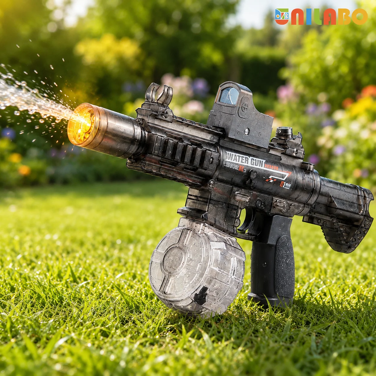 Electric Water Gun with Cool LED Lights and Fully Automatic Burst, Summer Outdoor Beach Pool Party Toy