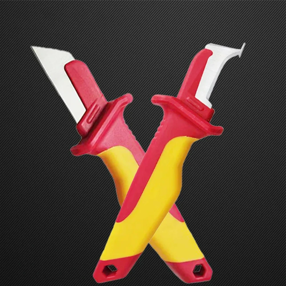 Insulated Knives Electricians Wire Stripper Cable Stripping Snips Straight-Blade Rubber Handle-Peeling Hand-Tool