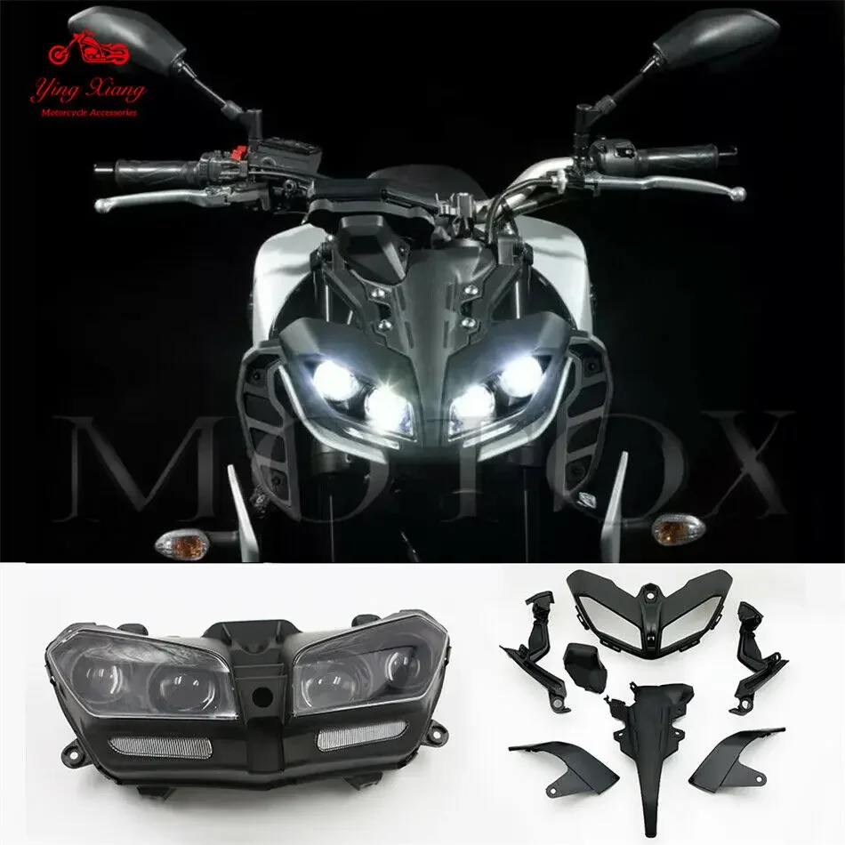 Fit for 2017 - 2020 YAMAHA MT-09 FZ09 Motorcycle Led Headlight + Front Fairing Nose Cowl Set MT09 MT 09 FZ-09 Headlamp 2018 2019