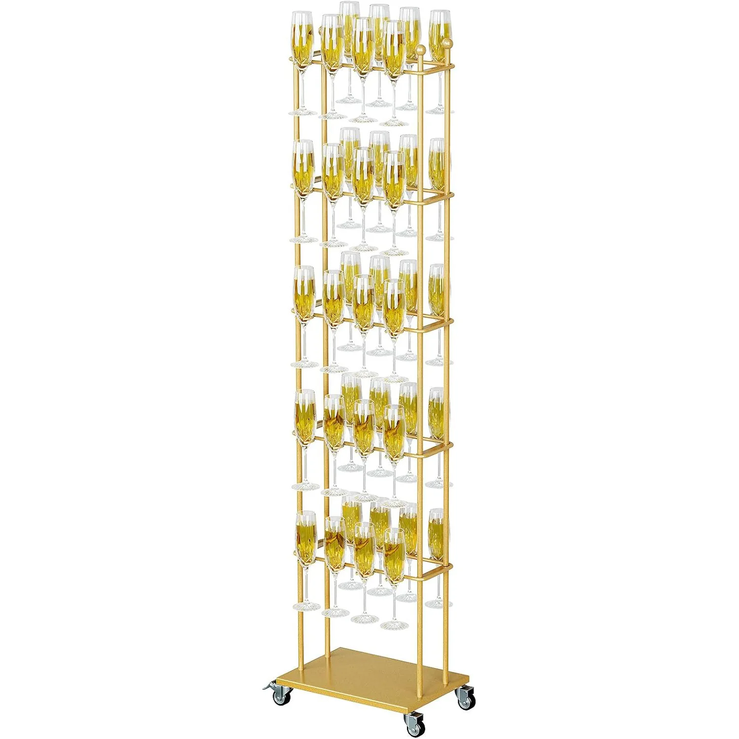 Floor Standing 5 layers Metal Wine Glasses, Christmas Party Champagne Display Stand High Footed Cup Holder, Champagne Cup Holder