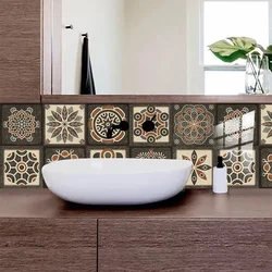 10pcs/set Moroccan Style Tiles Sticker Kitchen Backsplash Oil-proof Cupboard Washbasin Peel & Stick Waterproof Art Wallpaper