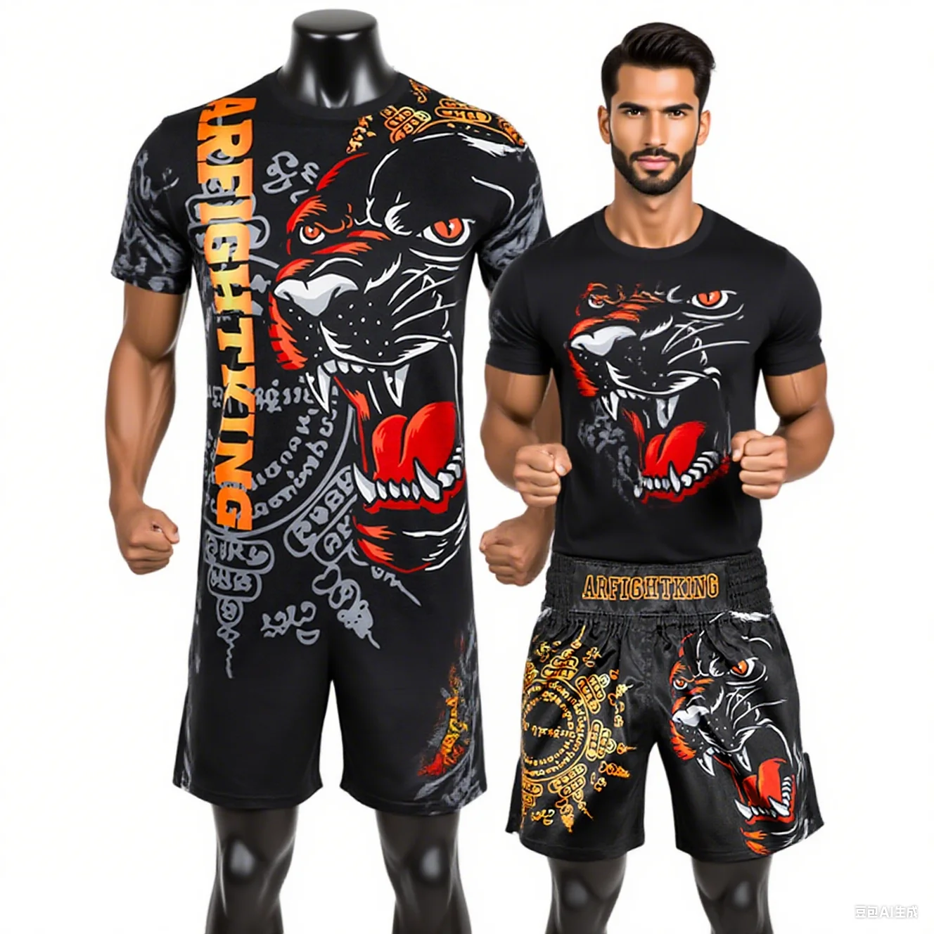 

Muay Thai Shorts MMA T Shirt Tiger Sublimated Boxing Shorts Rashguard Set Martial Arts Combat Fight Kickboxing Training Uniform