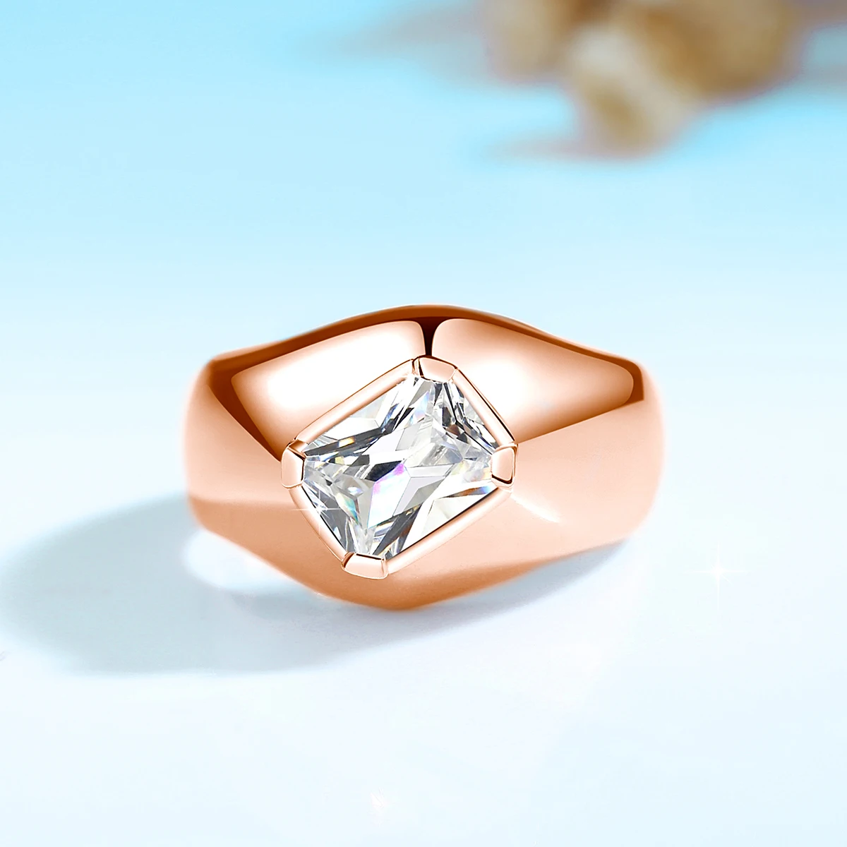 6*8mm Smaragdschliff Moissanit-Ringe für Männer mit Zertifikat, Dickes Massives Sterling Silber 925, Hochzeitsschmuck, Luxus-Geschenk für Männer, Bestseller – Detail 9