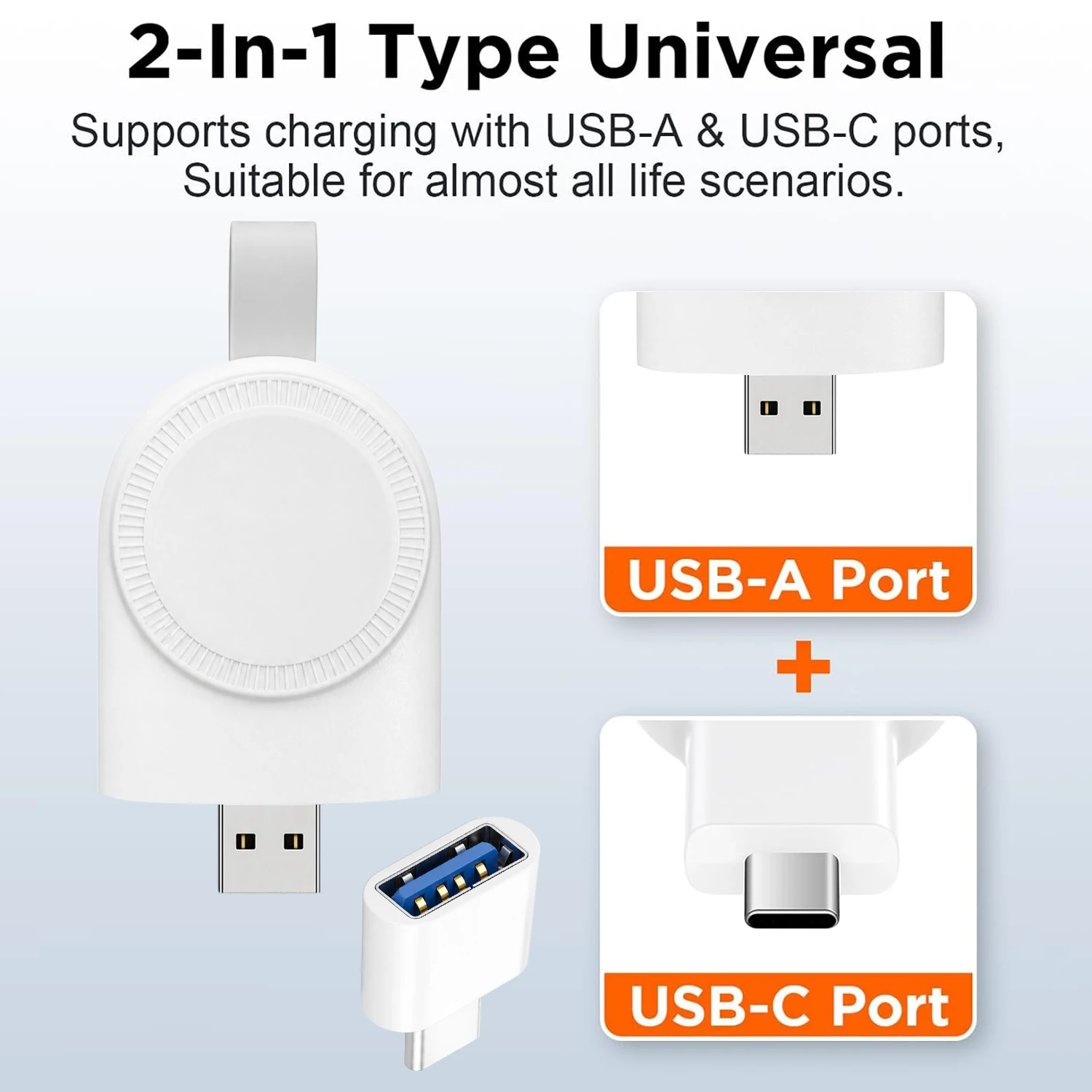 Wireless Magnetic Mini Watch Charger Base USB Ports With Type-C Charging for Apple Watch Portable Charger