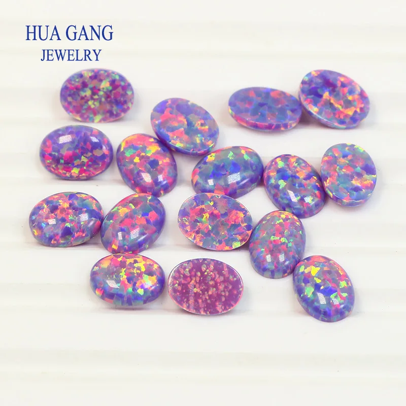 Synthetic Opal OP38 purple Loose Stones Oval Shape Base Cabochon Opal Beads Semi-Precious Stones For Jewelry 3x5mm-10x14mm