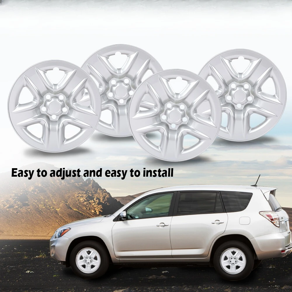 

4 for Toyota RAV4 2006-2012 Silver 17" Wheel Skins Hub Caps Full Rim Skin Covers