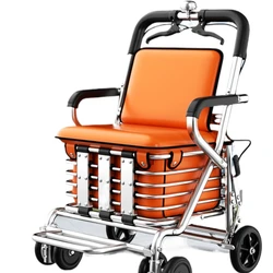 Foldable trolley for the elderly can push a sitting and walking shopping cart