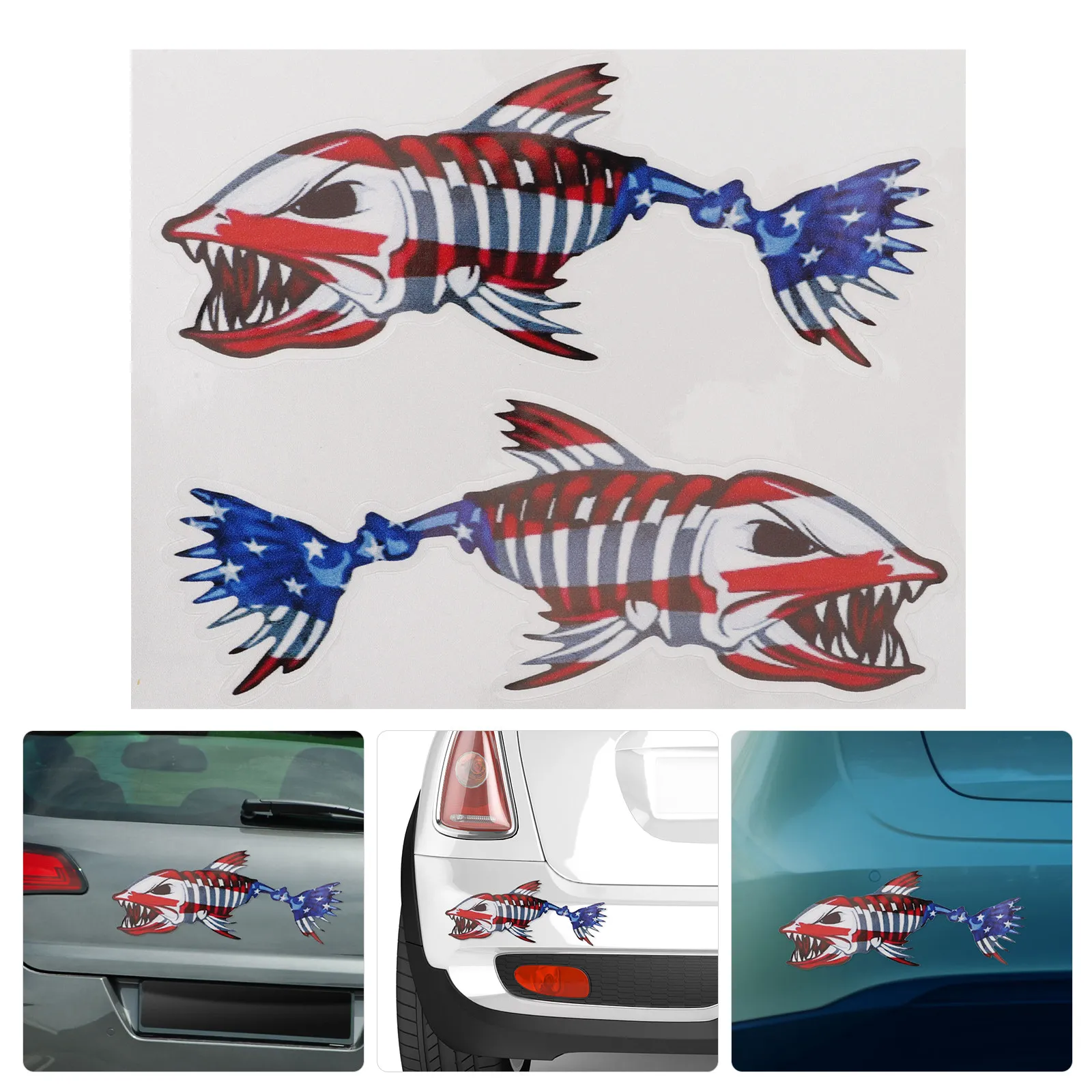 

2pcs Fish Sticker Car Bumper Decor Waterproof Creative Vehicle Decal Motorcycle Personalized Graphics