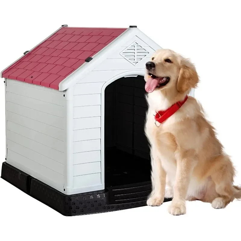 Dog House Indoor Outdoor Insulated Kennel Durable Plastic House for Small Medium Large Weather & Water Resistant Pet Crate