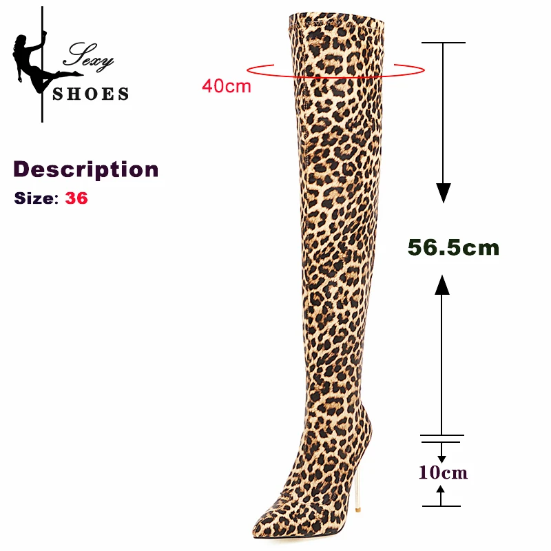 Winter Women Over-the-Knee Boots Fashion Pointed Toe High Heels New Elasticity Long Boots Party Plush Ladies Shoes Club Footwear