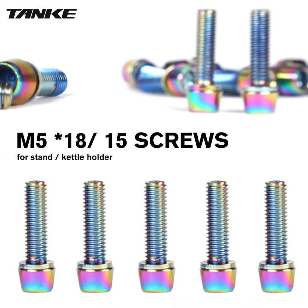 6 Stück TANKE M5 * 18 15 mm Bolzenschraube mit Dichtung für MTB-Straßenfahrradvorbau und Flaschenhalter Regenbogen