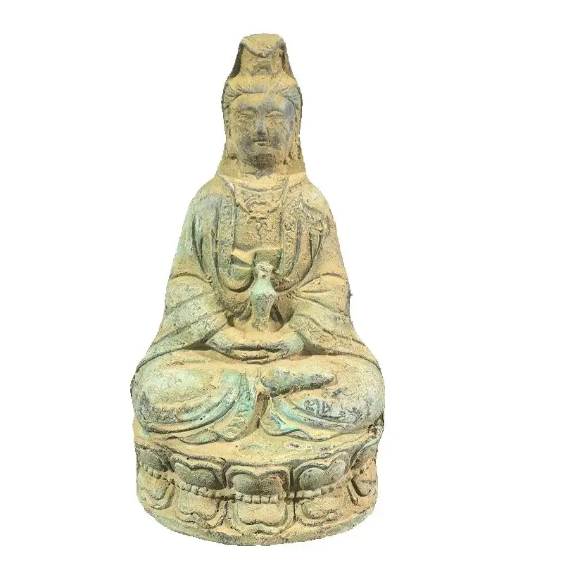 Unearthed Bronze Guanyin Bodhisattva Statue Nansha Unique Cultural Home Decor Collectible Artifacts from China