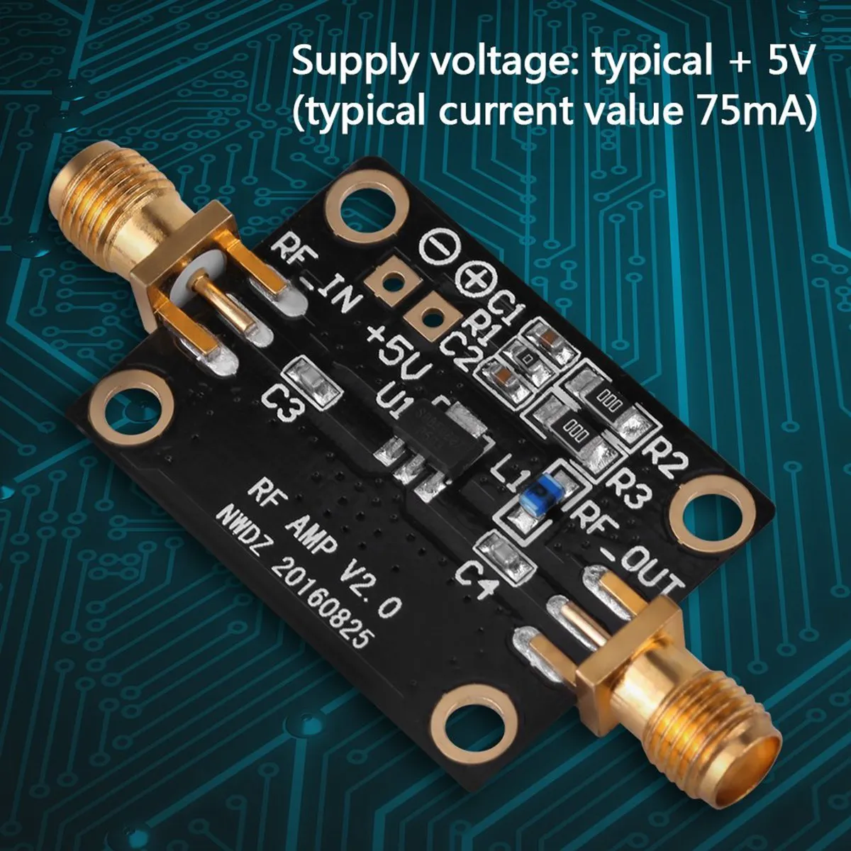 Módulo amplificador de bajo ruido de banda ancha RF, 5V, 20 DB, 0,05-6G, alta linealidad, alta ganancia, LNA, placa Amp, RF, FM, HF, VHF