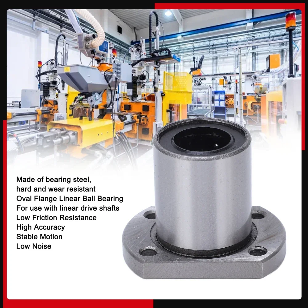 2PCS Oval Flange Linear Ball Bearing for CNC Linear Motion Axes Inner Diameter 16mm LMH16UU