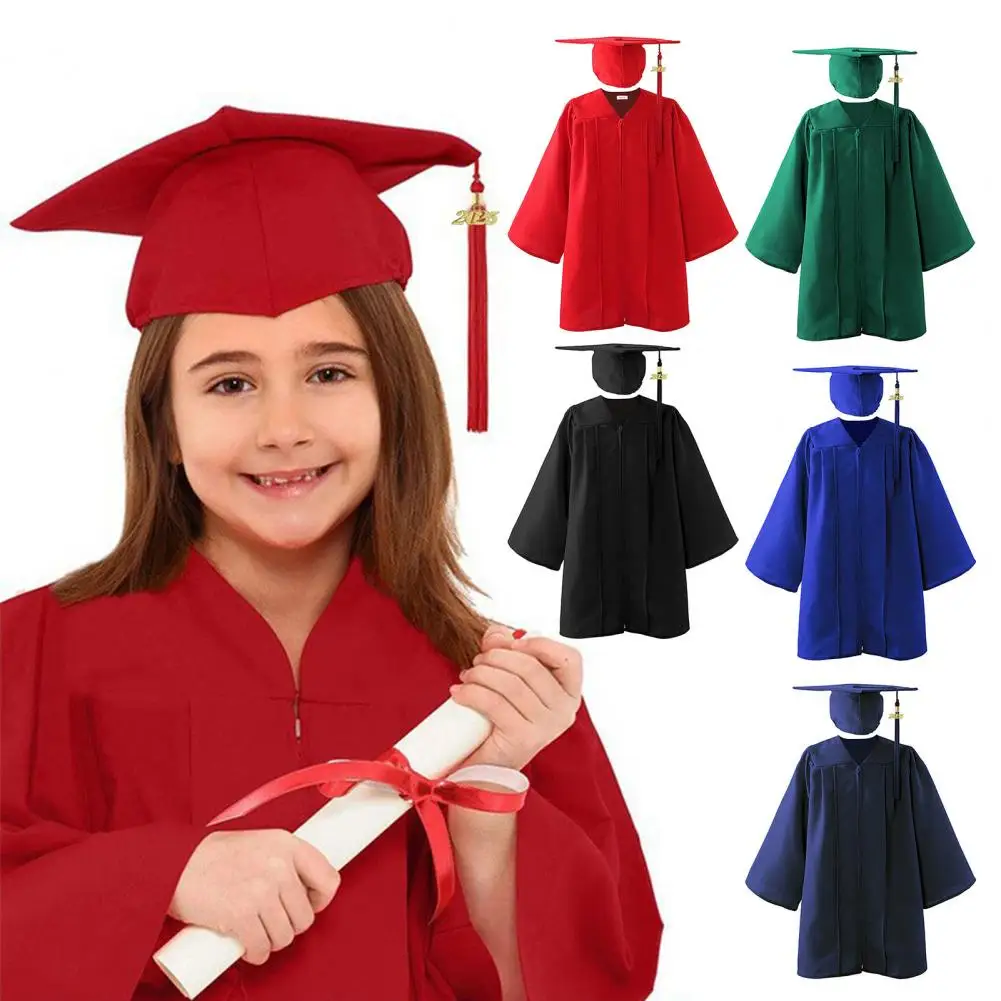

Bachelor Uniform Suit Academic Robe Cap Set 5-piece Bachelor Zipper Graduation Uniform Set with Hat Tassel for Graduation