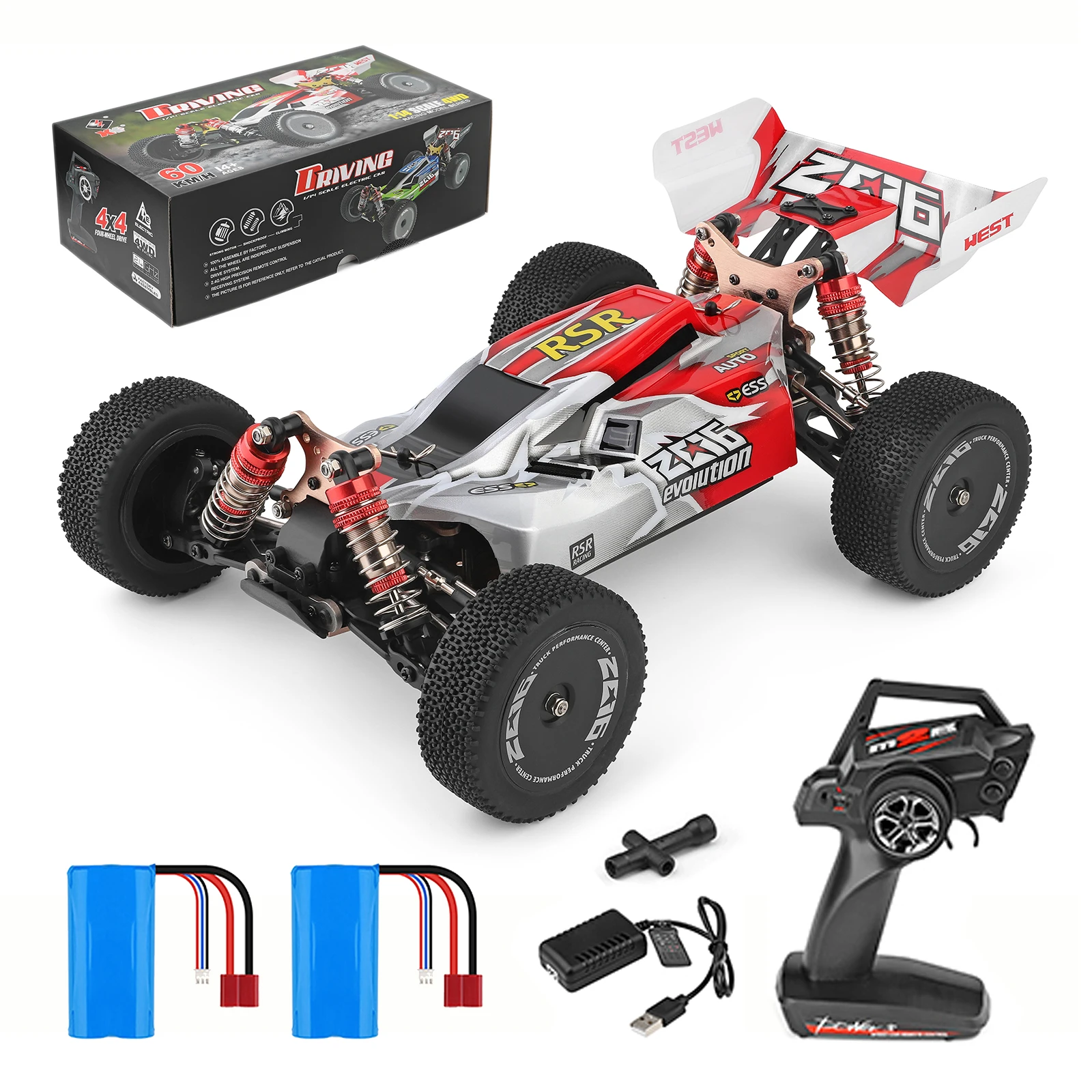 سيارة سباق WLtoys 144001 RC، سيارة تحكم عن بعد عالية السرعة بمقياس 1: 14، 60 كم/ساعة، مناسبة للاستخدام الخارجي والهدايا #1
