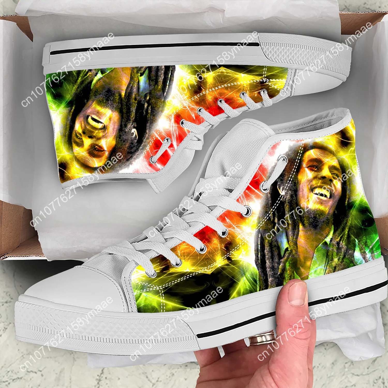 Hot Bob Marley Classic Canvas Shoes Fashion Cloth Shoes High Top America Flag Lightweight 3D Print Men Women Sneakers Breathable