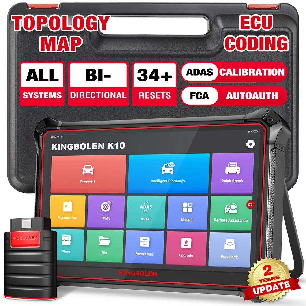 

KINGBOLEN K10 Auto Scan 34 Resets EOBD OBD2 Scanner All Systems Car Diagnostic Tools ECU Coding Active Test 2 Years Free Update