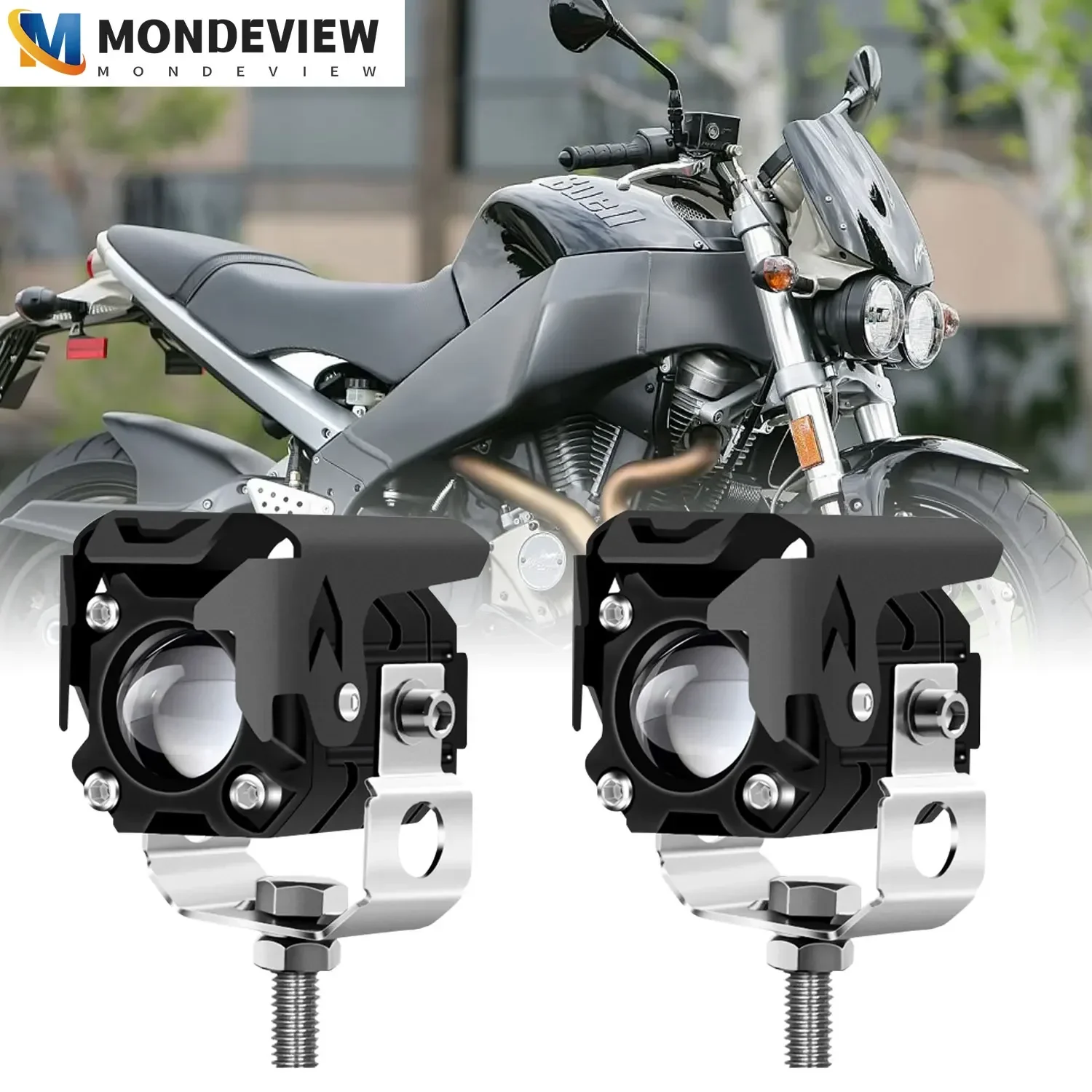 

MONDEVIEW M1 Motorcycle Spotlight Rectangular Lens Dual Focus 6000K 80W 8000LM Suitable for Jeep Truck Pickup Truck Car SUV ATV