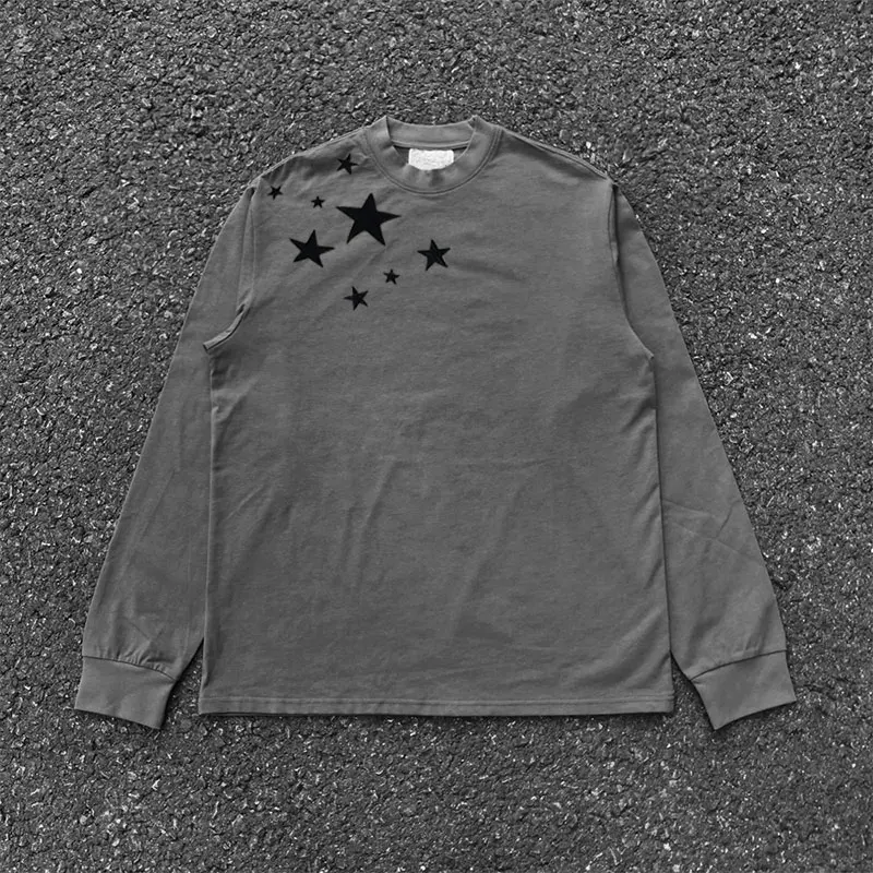 

Street Sle Long Sve T-irt Artistic Fren Feeling Harajuku Sle Breathable Cotton Stand Fit for Men And Women