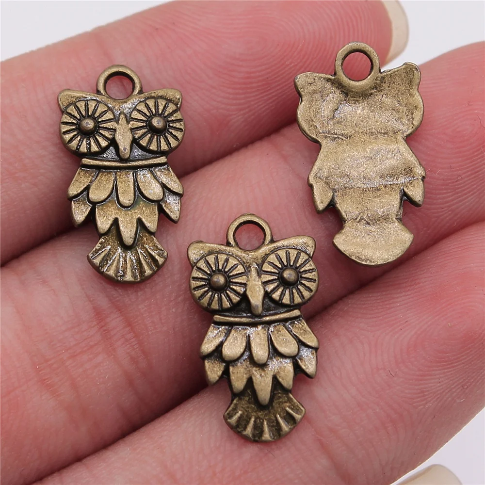 WYSIWYG 20pcs 11x20mm Animal Charm Owl Pendant 3 Colors DIY Retro Jewelry Bracelet Necklace Charms Pendant