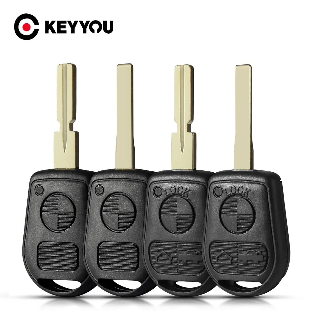 KEYYOU Remote 2 Butttons Car Key Shell For BMW E31 E32 E34 E36 E38 E39 E46 Z3 Key Case Cover Replacement