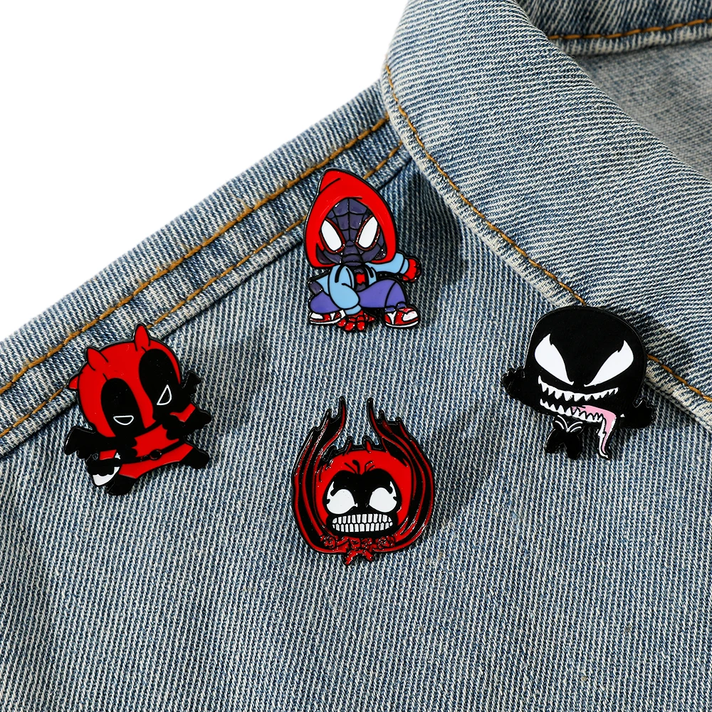 4 Uds. Broche de veneno de película con personalidad, Pin esmaltado de veneno a la moda, mochila, joyería, insignia de Metal, accesorios, regalo para amigos