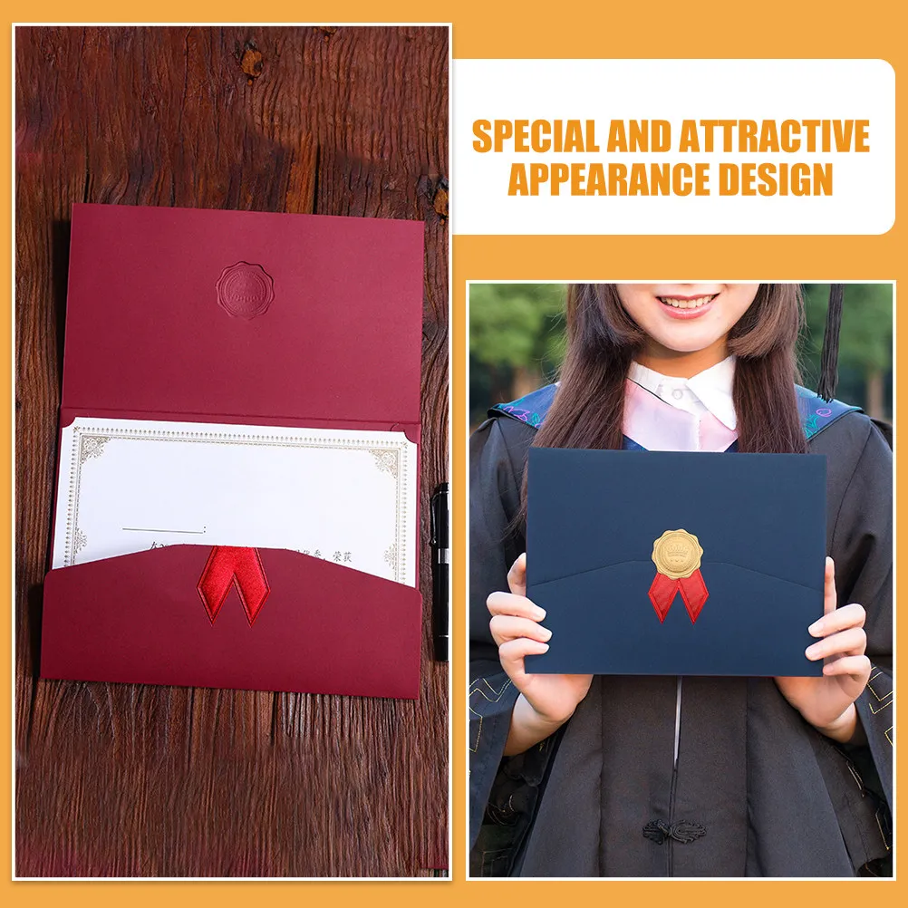 

3Pcs Paperboard Certificate Holders Covers Elegant Folder Protect Diplomas Awards Graduation Document File Organizers