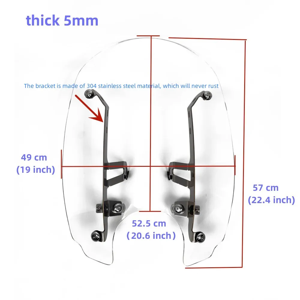 Motorcycle 22\'\' Windshields Wind screen W/ Mounting hardware For Indian Scout Bobber Sixty 2015-2023