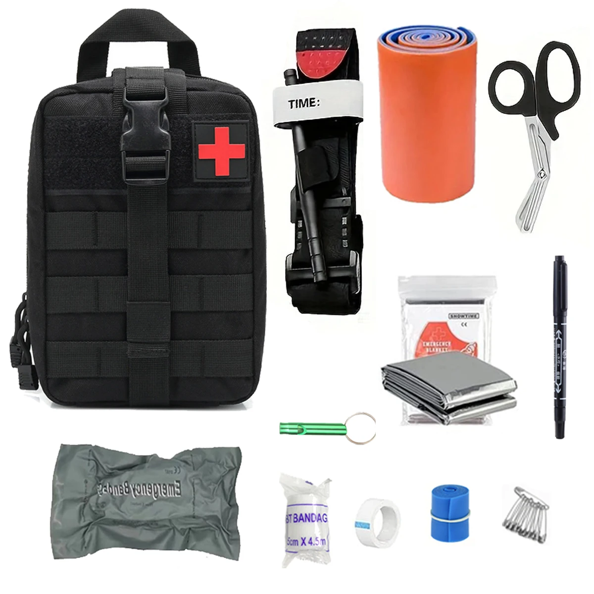 Outdoor survival kit, multi-functional camping mountaineering emergency kit, includes all first aid accessories