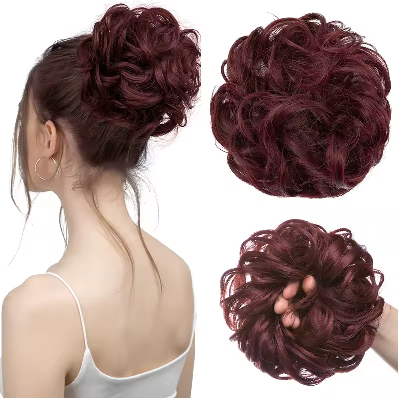 Synthetic Messy Hair Bun Extensions Big Curly Elastic Hair Scrunchies Hairpieces Chignon Donut Updo Hair Pieces for Women - Image 12